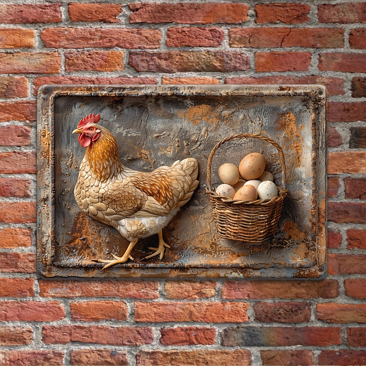 š„Special sale - Vintage Chicken & Fresh Eggs Metal Sign - Rustic Wall Decor