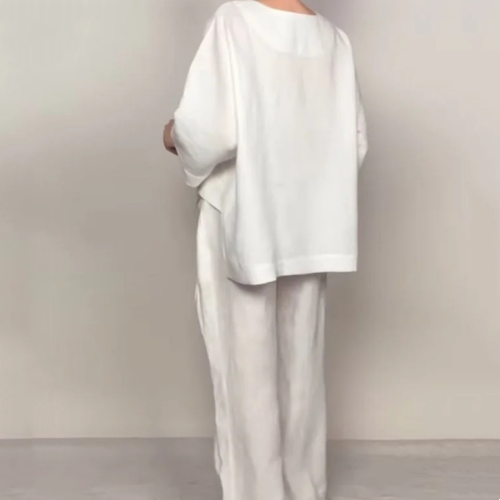 💖🔥Limited time offer, last day 57% off🌺Irregular Hem Cotton Linen Short Sleeve Casual 2-Piece Set