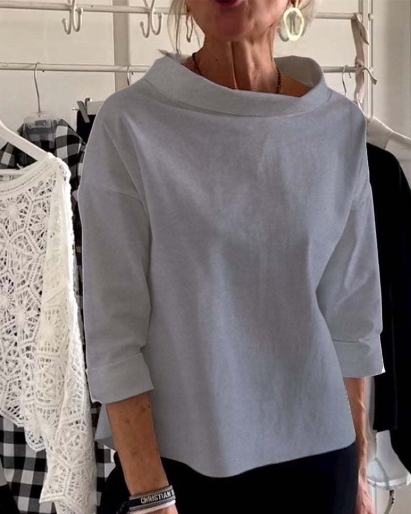💥Special sale - Casual Wide Lapel Half Turtleneck Top