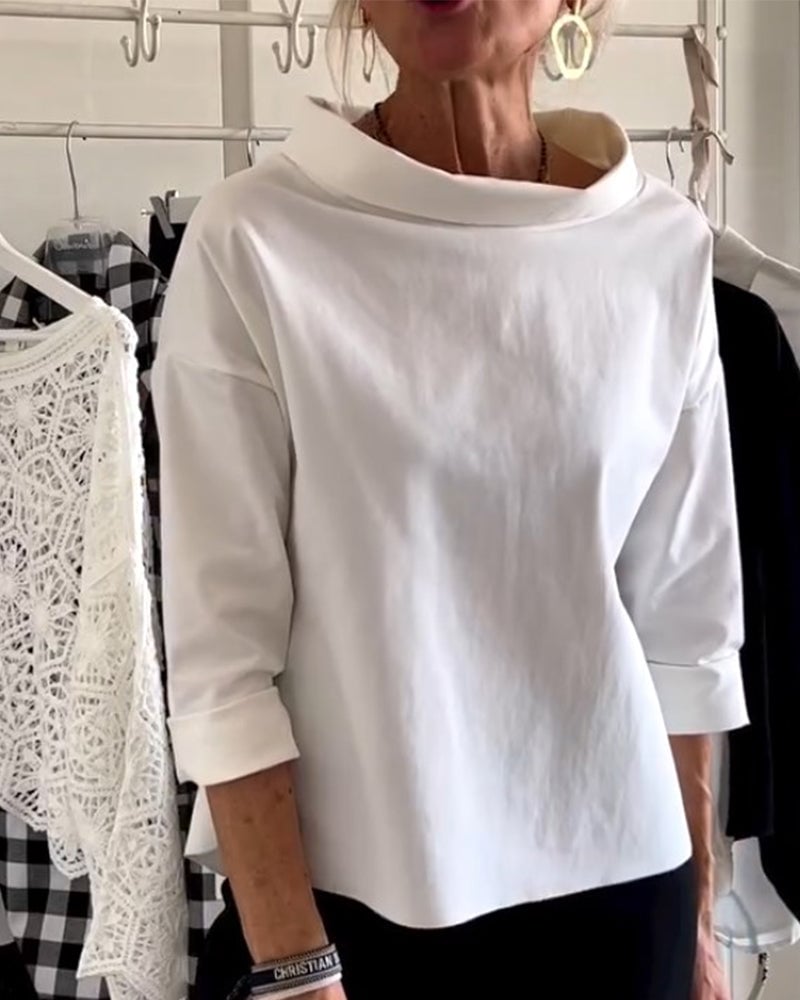 💥Special sale - Casual Wide Lapel Half Turtleneck Top
