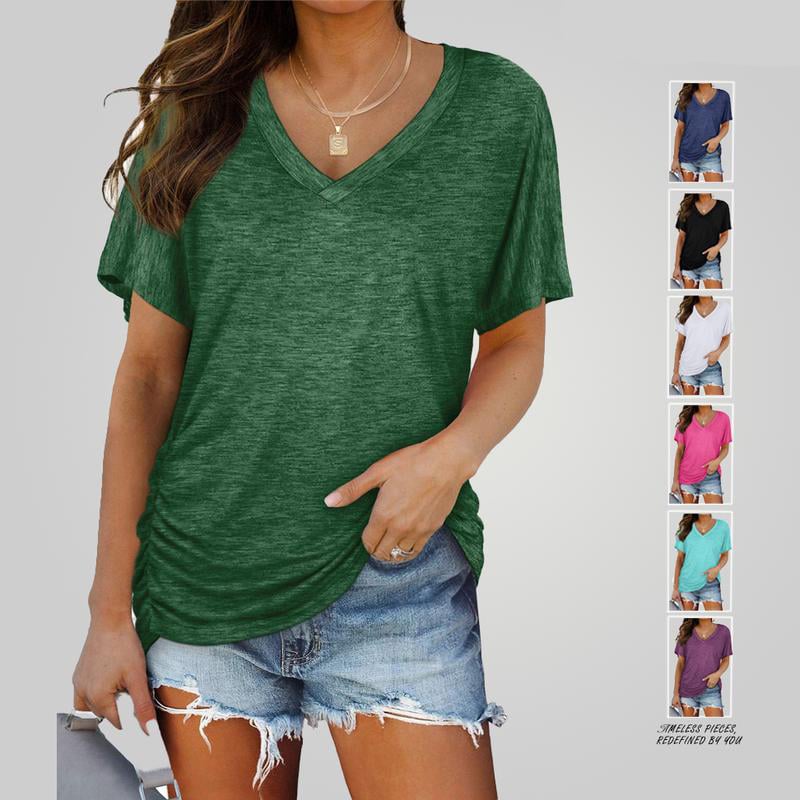 ✨Womens Short Sleeve V Neck Dolman Tops👚