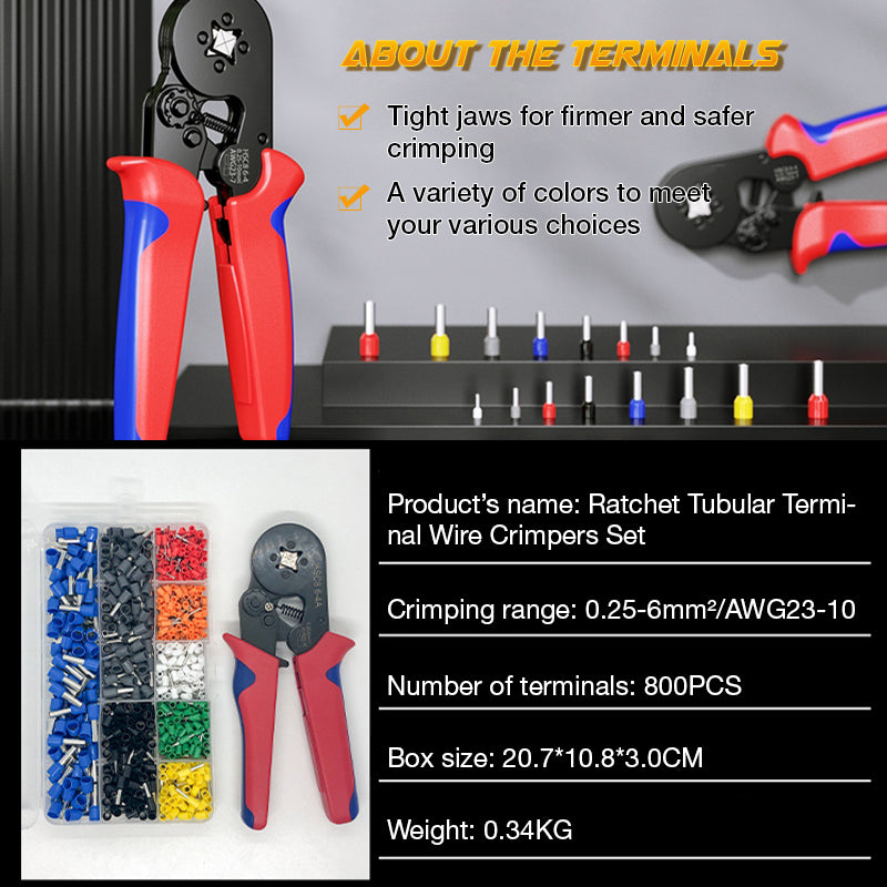 Wyhsports - Ratchet Tubular Terminal Wire Crimpers Set