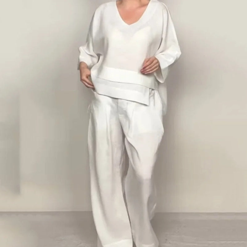 💖🔥Limited time offer, last day 57% off🌺Irregular Hem Cotton Linen Short Sleeve Casual 2-Piece Set