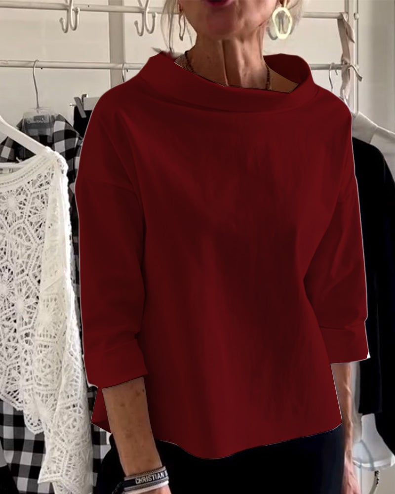 💥Special sale - Casual Wide Lapel Half Turtleneck Top