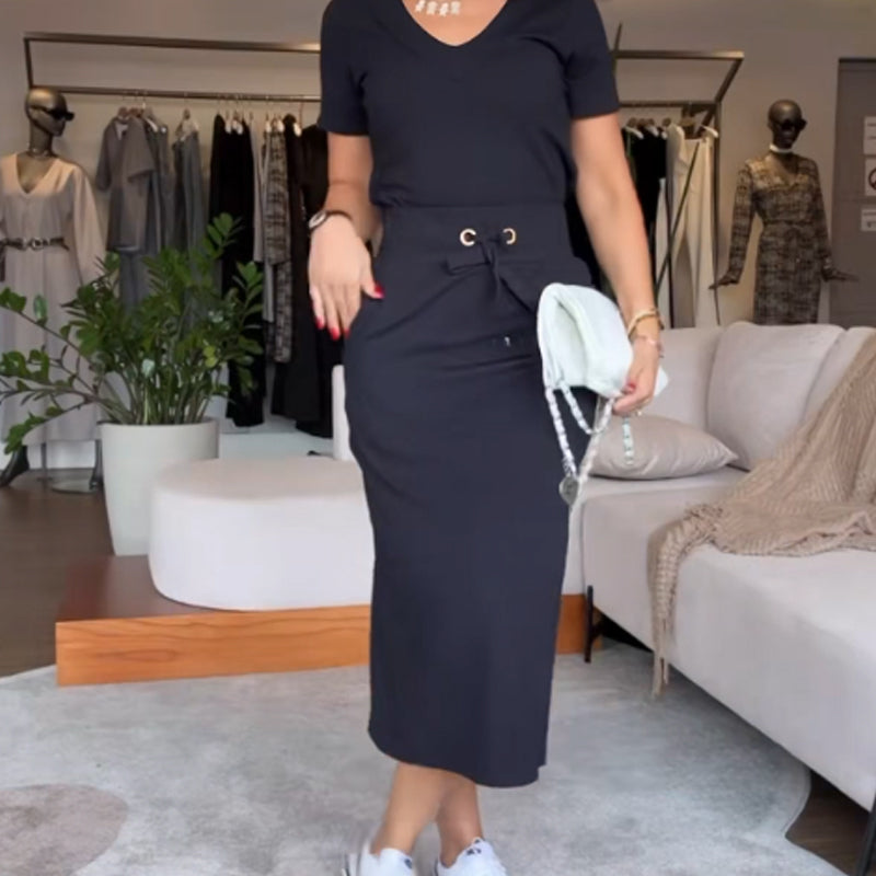 💖🔥Limited time offer, last day 56% off💥Women's V-Neck Top and Skirt Set