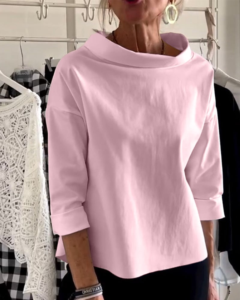 💥Special sale - Casual Wide Lapel Half Turtleneck Top