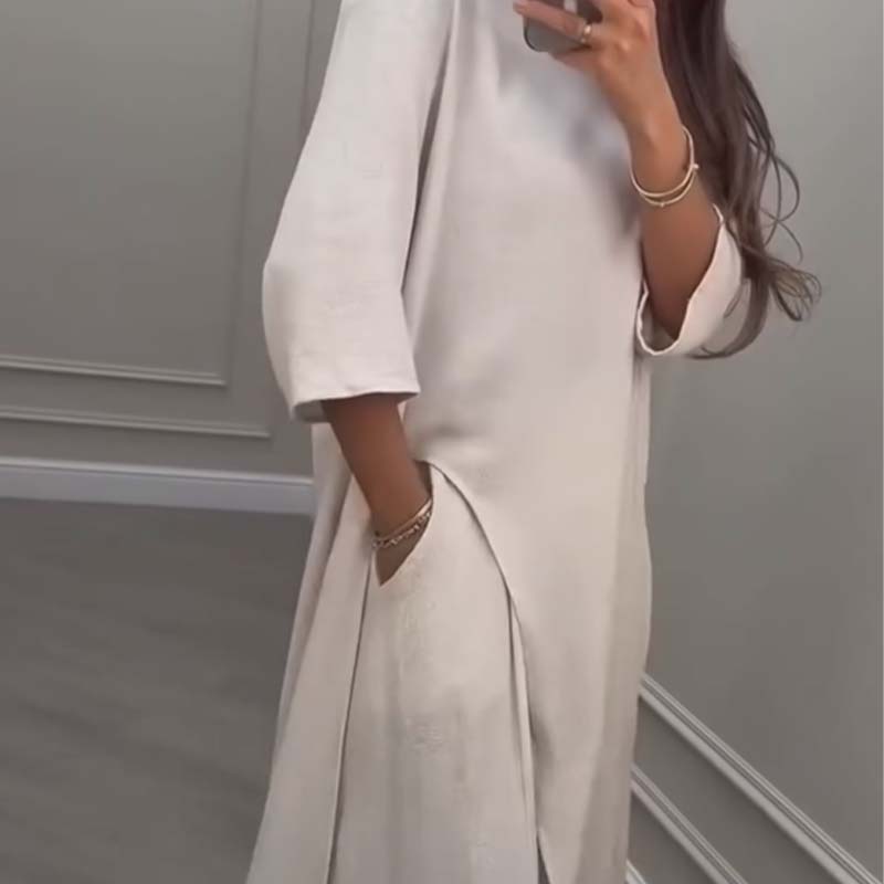 💖🔥Limited time offer, last day 55% off💕Solid Color Irregular Top & Wide-Leg Pants 2-PCS Set