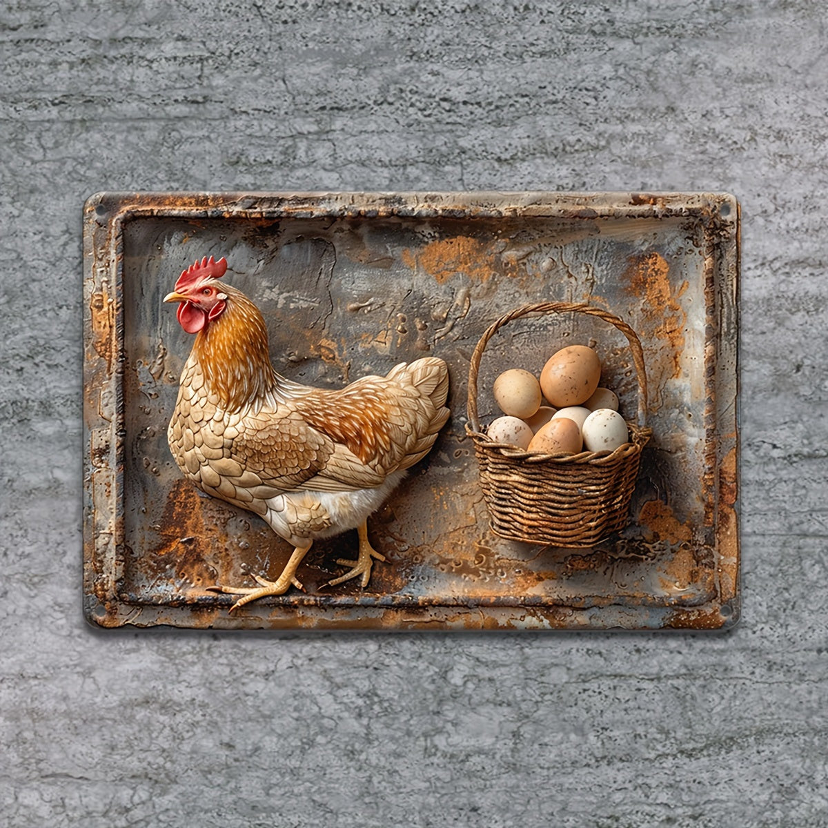 š„Special sale - Vintage Chicken & Fresh Eggs Metal Sign - Rustic Wall Decor