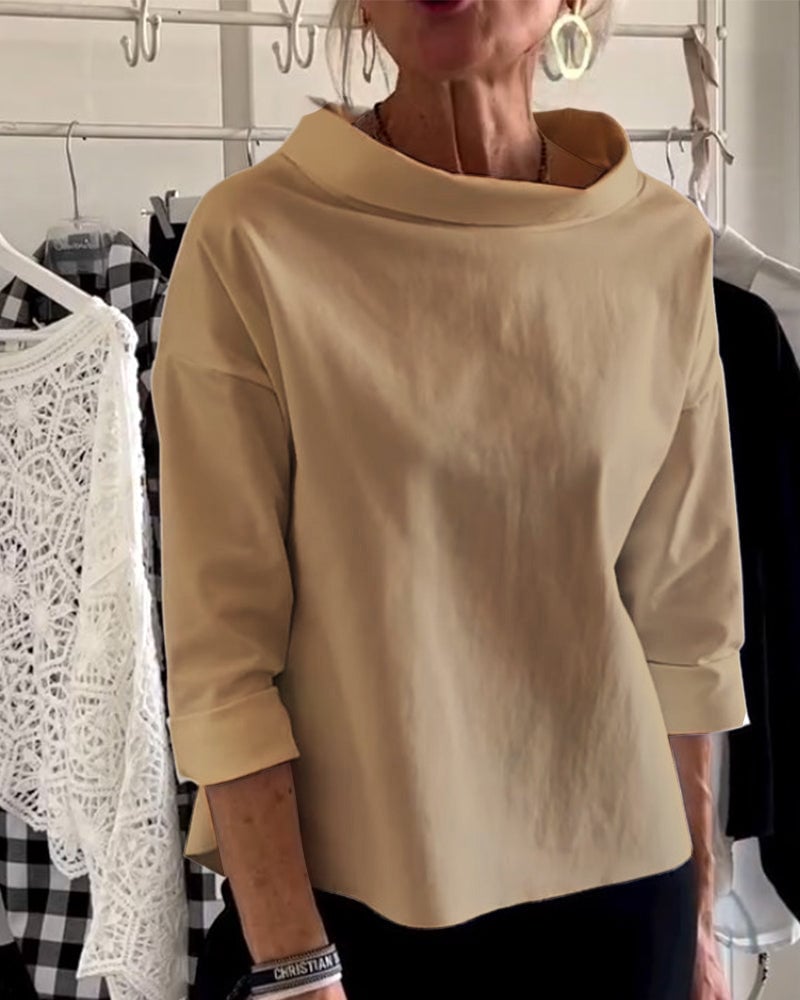 💥Special sale - Casual Wide Lapel Half Turtleneck Top