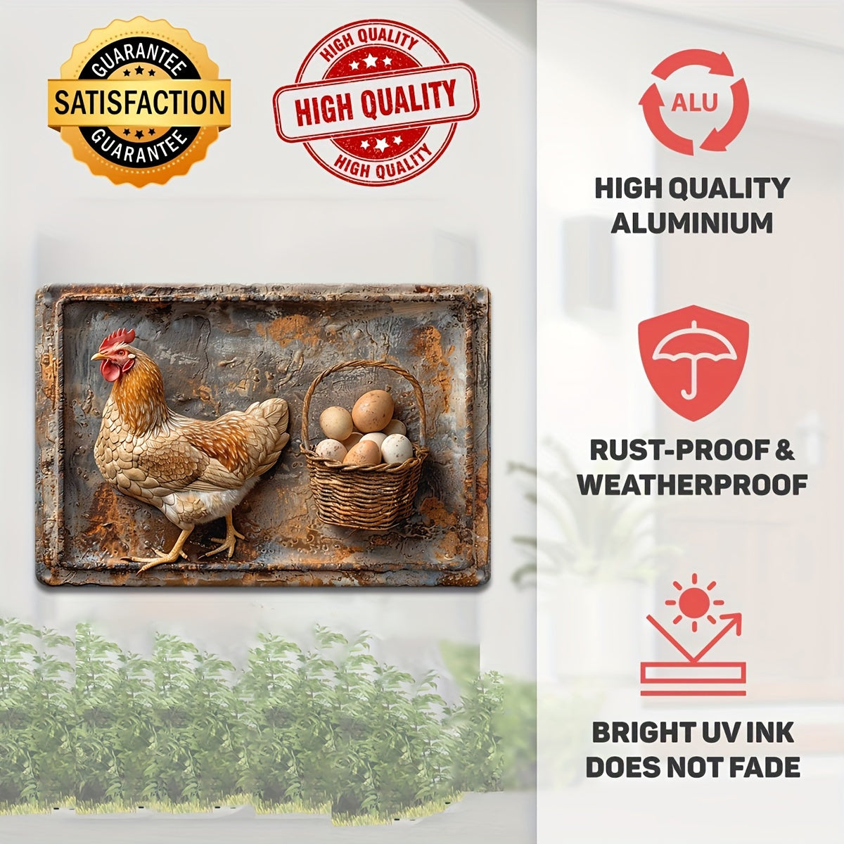 š„Special sale - Vintage Chicken & Fresh Eggs Metal Sign - Rustic Wall Decor