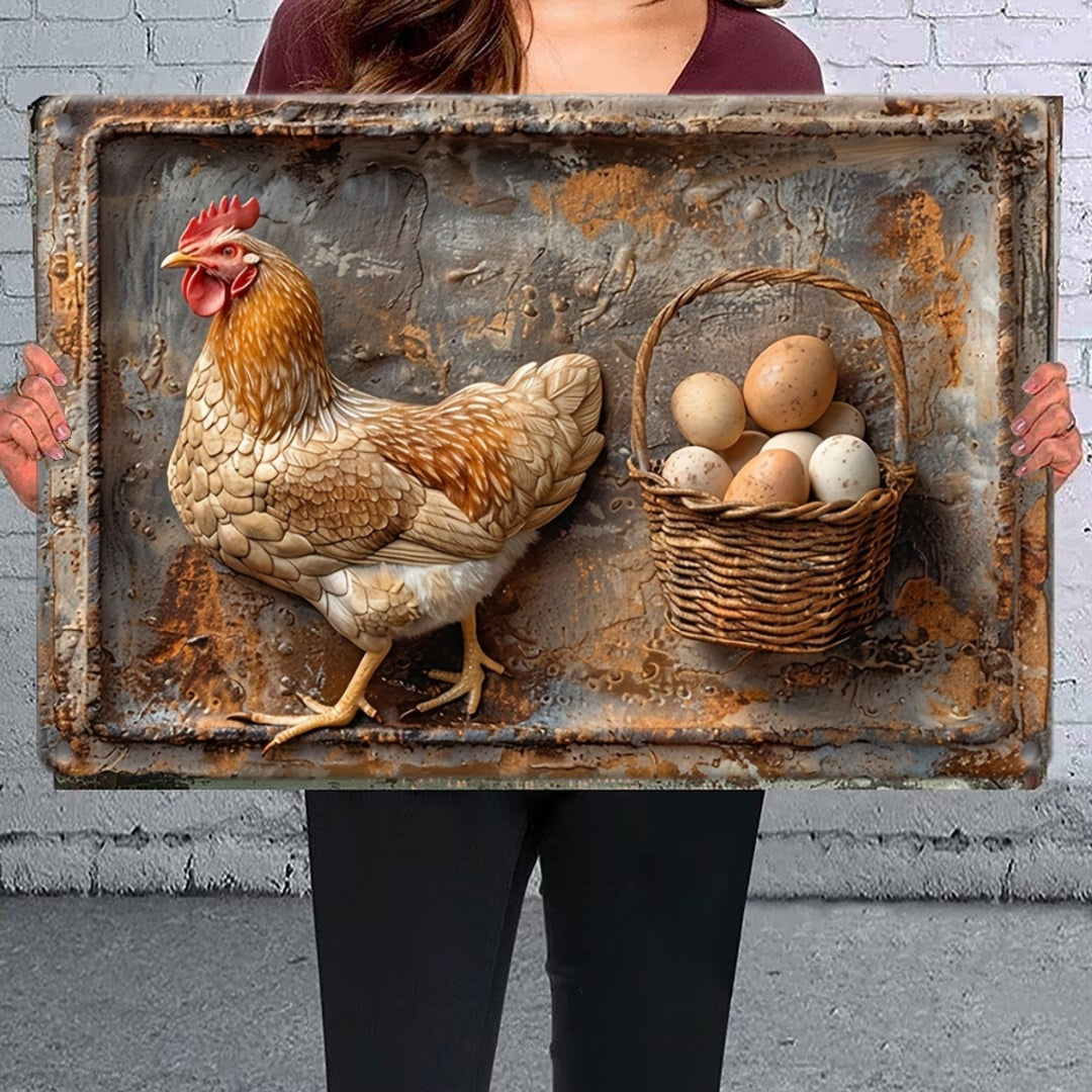 š„Special sale - Vintage Chicken & Fresh Eggs Metal Sign - Rustic Wall Decor