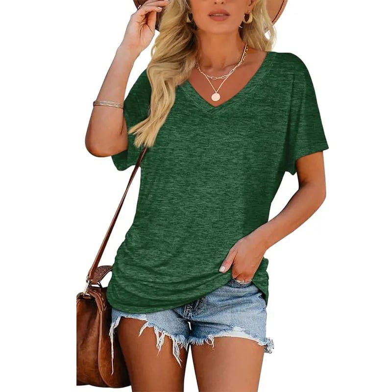 ✨Womens Short Sleeve V Neck Dolman Tops👚