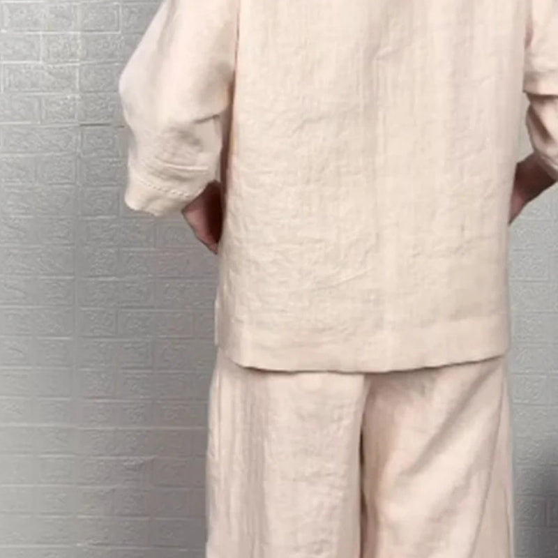 💖🔥Limited time offer, last day 57% off🌺Irregular Hem Cotton Linen Short Sleeve Casual 2-Piece Set