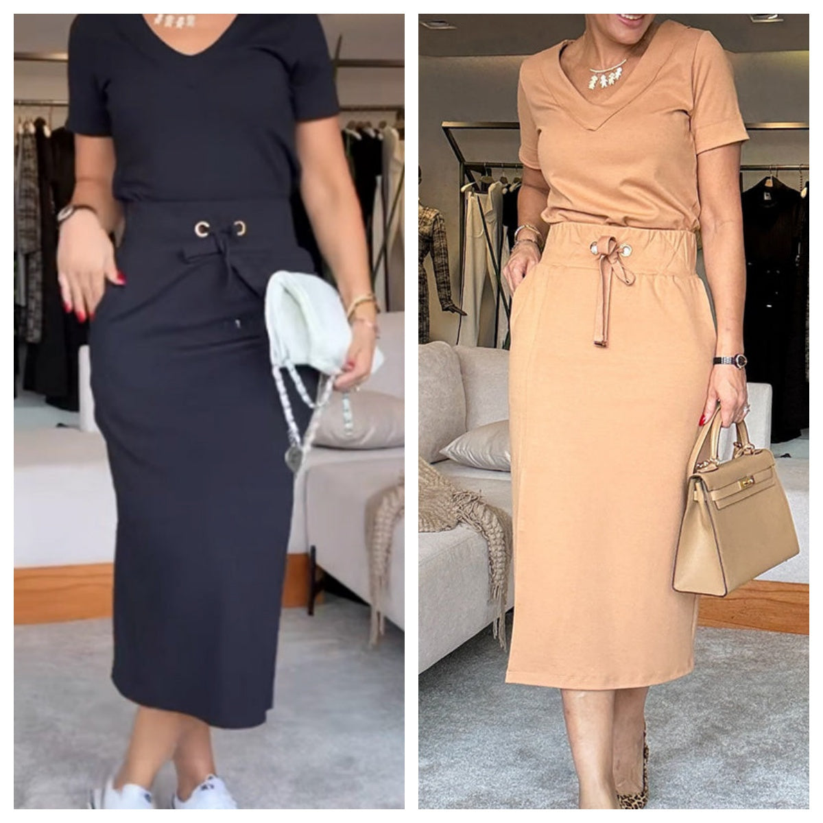💖🔥Limited time offer, last day 56% off💥Women's V-Neck Top and Skirt Set