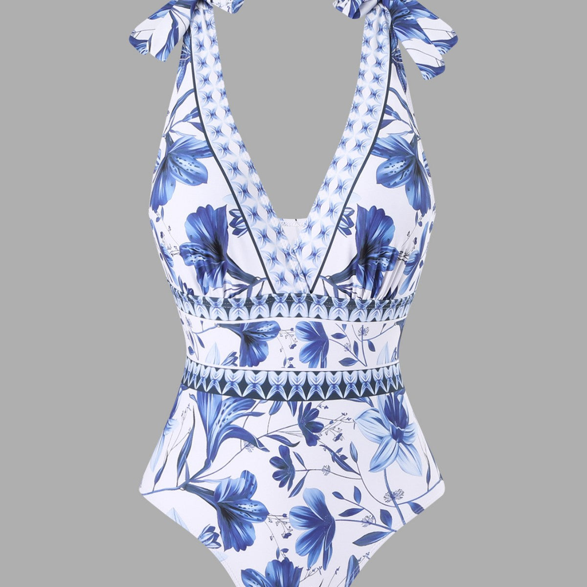 💖🔥Limited Time Hot Sale🌺blue and white porcelain swimsuit wrap skirt suits
