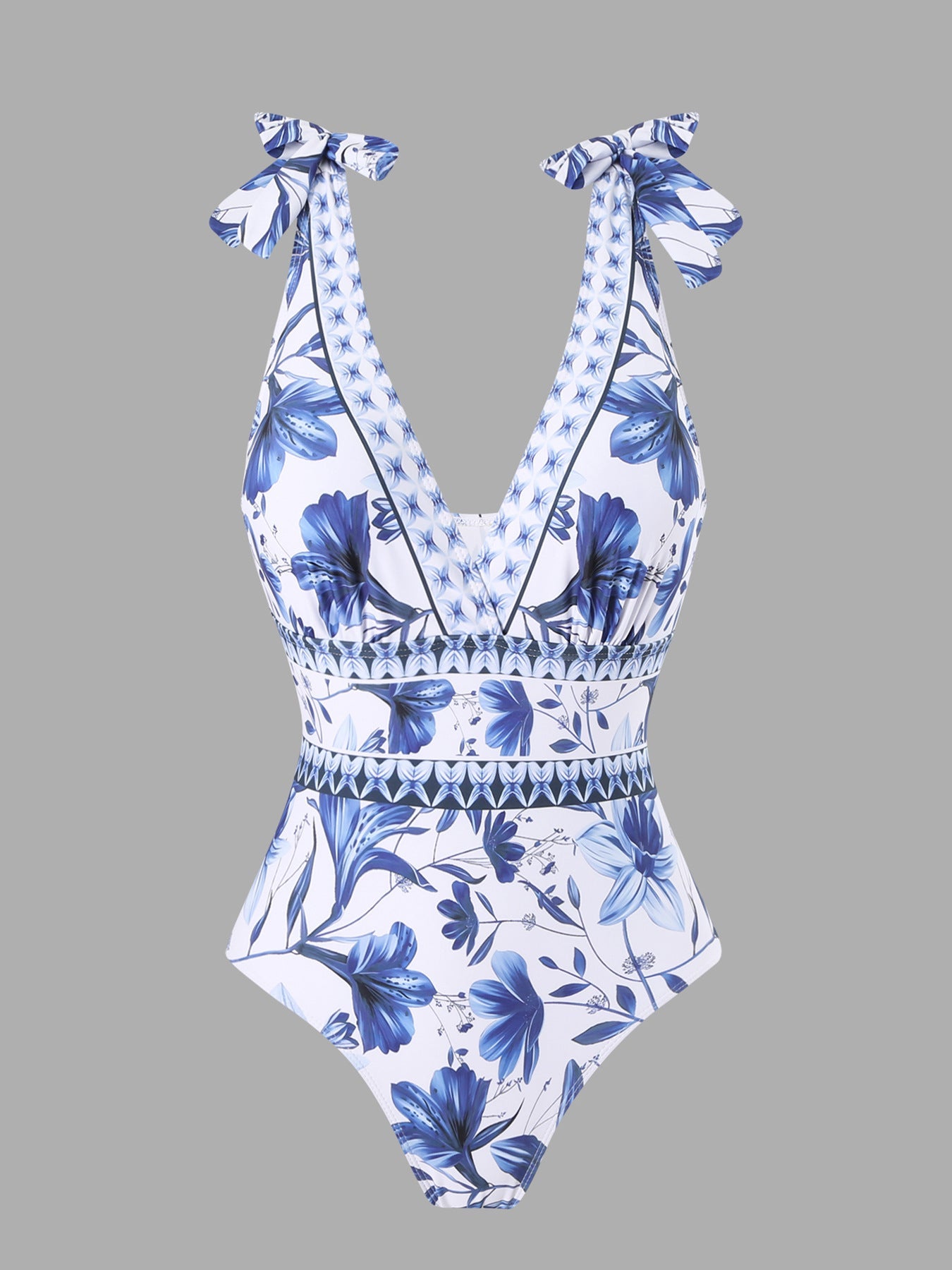 💖🔥Limited Time Hot Sale🌺blue and white porcelain swimsuit wrap skirt suits