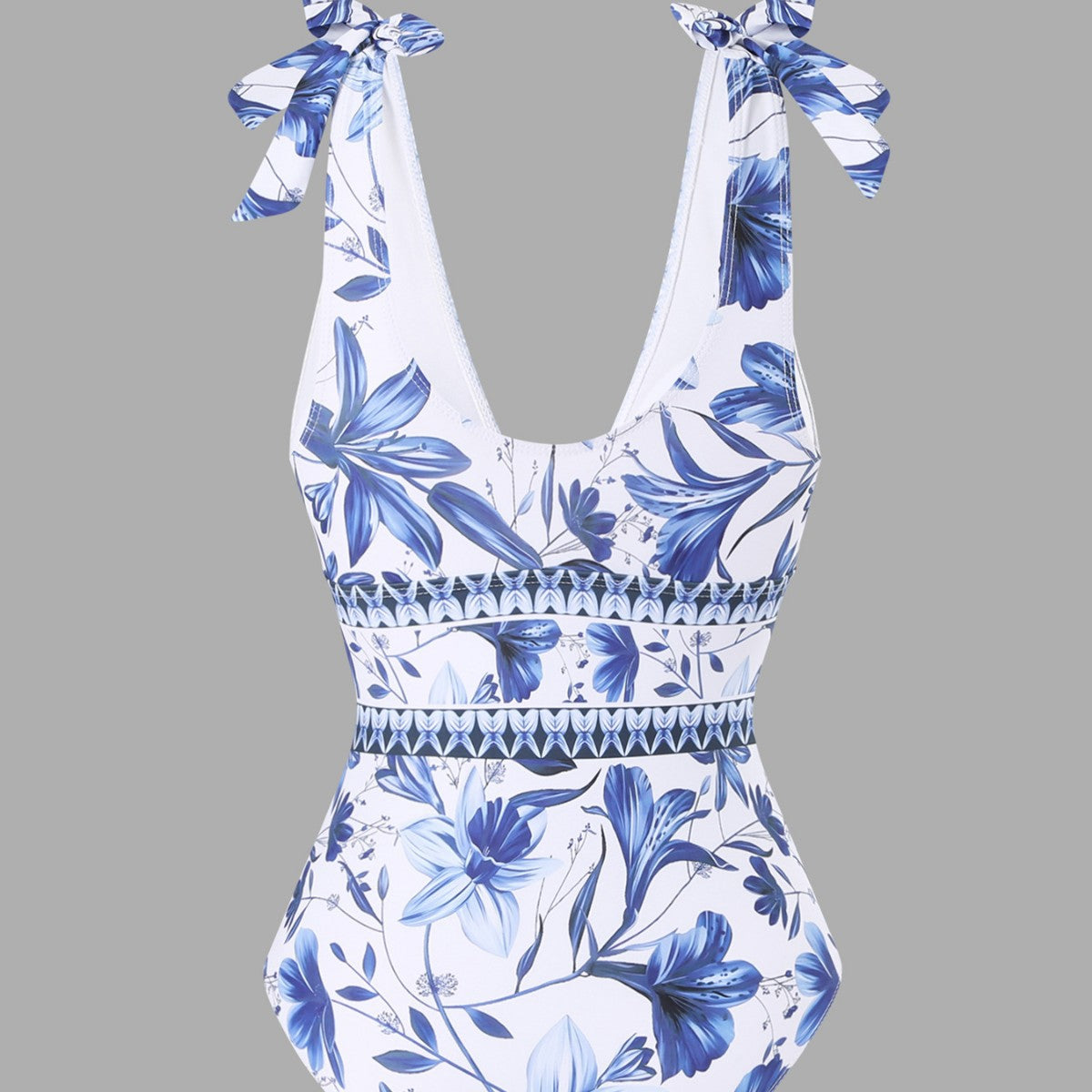 💖🔥Limited Time Hot Sale🌺blue and white porcelain swimsuit wrap skirt suits