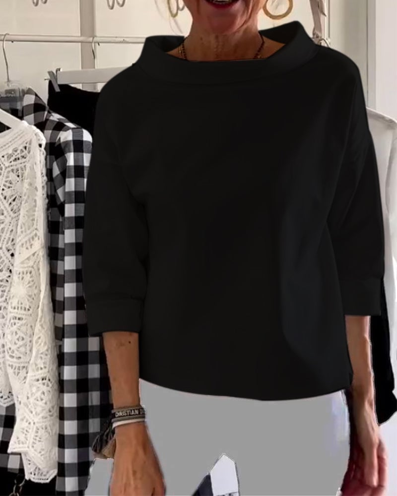💥Special sale - Casual Wide Lapel Half Turtleneck Top