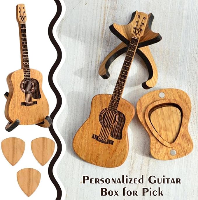 🔥Limited time offer, last day 53% off🎸Mini Cute Edition Wooden Guitar Plectrum Case