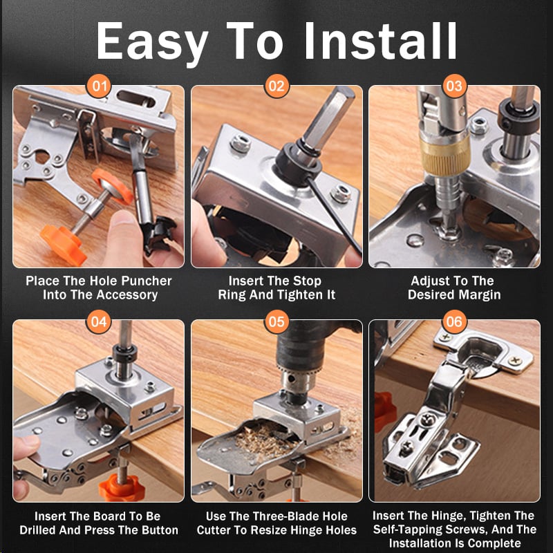 š„Last day limited time offer 54% offš„š„Woodworking 35mm Hinge Boring Jig Hole Opener Kit