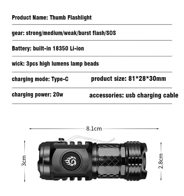 🌟German Three-eyed Monster Mini Flash Super Power Flashlight🌟