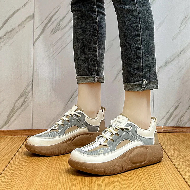 Women's Colorblock Thick Sole Walking Shoes