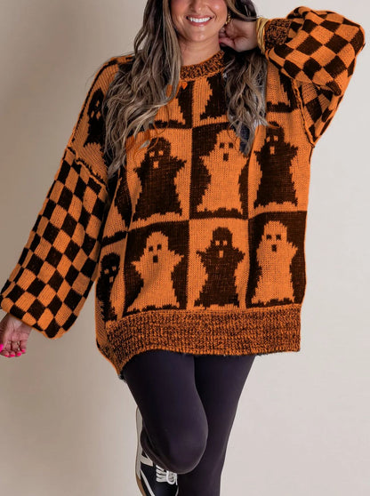 💥Special sale - Women's Halloween Checkered Sweater
