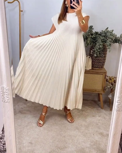 🔥Hot sale 49% OFF🔥Women Pleated Simple Solid Colour Dress