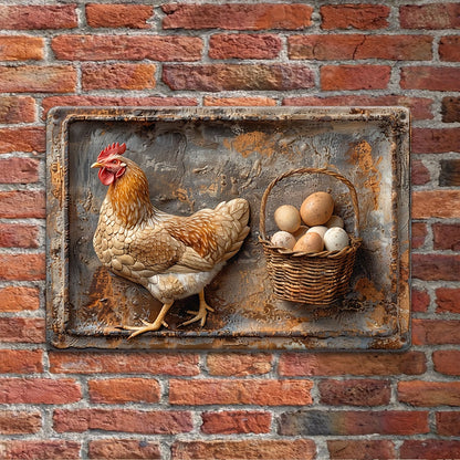 💥Special sale - Vintage Chicken & Fresh Eggs Metal Sign - Rustic Wall Decor