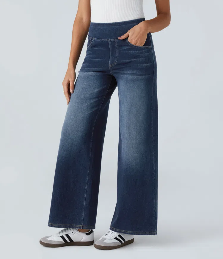 🔥This month's best-selling products💕Quinn Super Stretch High-Waisted Wide Leg Jeans