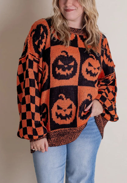 💥Special sale - Women's Halloween Checkered Sweater