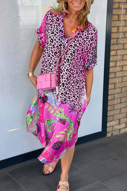 🔥LAST DAY 58% OFF🔥🔥Women's Casual Leopard Print Short Sleeve Dress