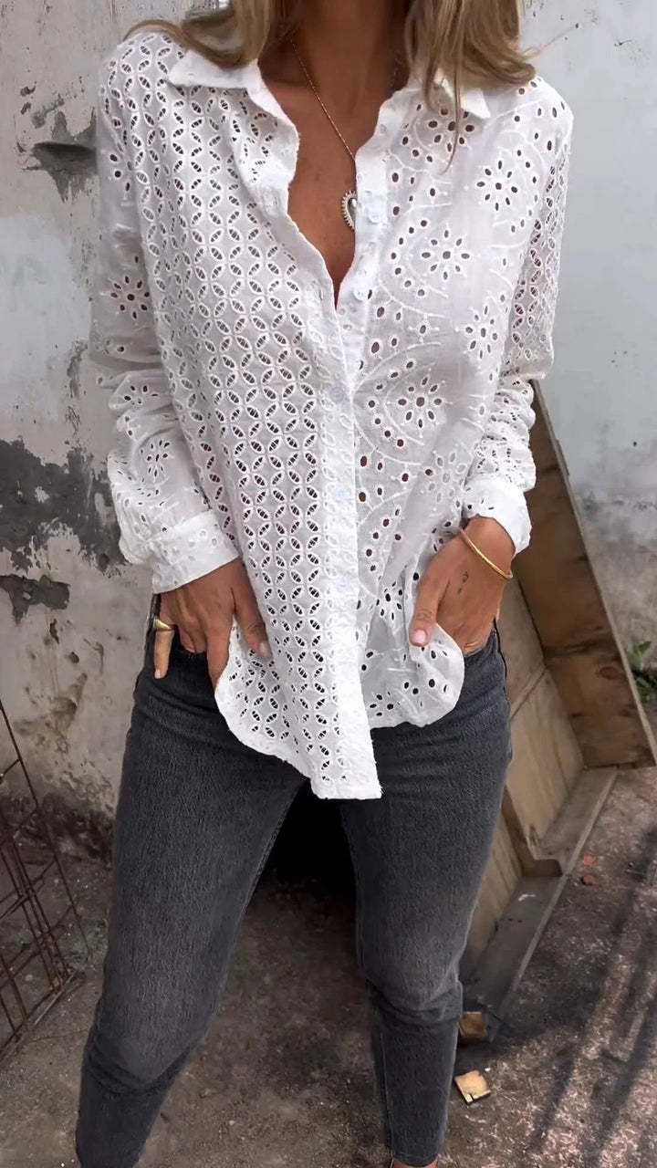 🔥Huge Sale 51% OFF💖Women's Hollow Out Print Shirt