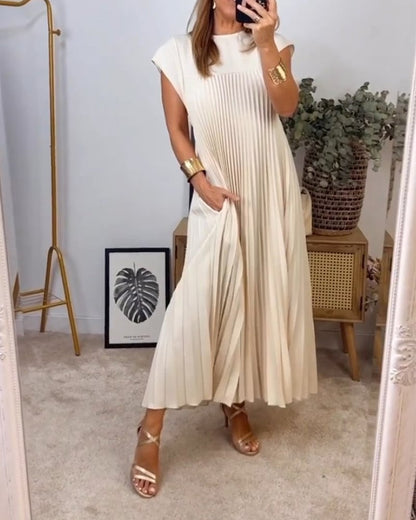 🔥Hot sale 49% OFF🔥Women Pleated Simple Solid Colour Dress