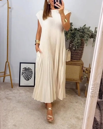 🔥Hot sale 49% OFF🔥Women Pleated Simple Solid Colour Dress