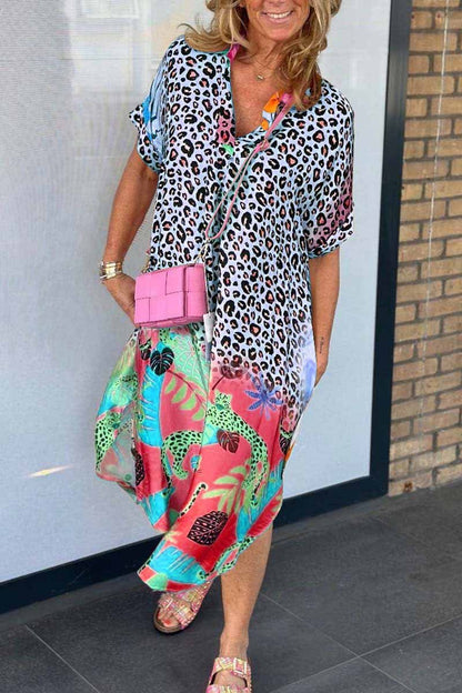 🔥LAST DAY 58% OFF🔥🔥Women's Casual Leopard Print Short Sleeve Dress