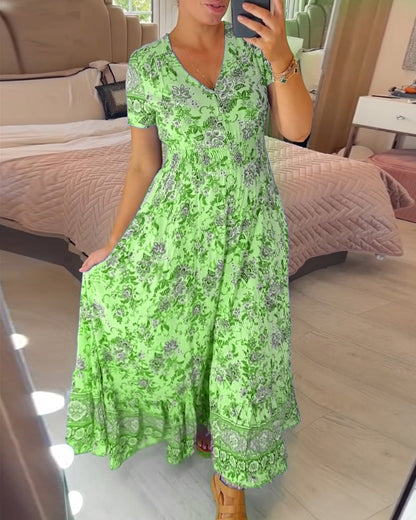 🔥LAST DAY 69% OFF🔥🔥Floral print v-neck dress
