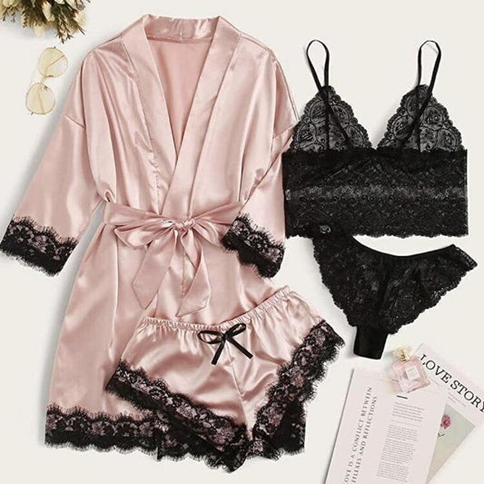 🌹🔥Limited time offer, last day 56% off🔥Valentine's Day 4 sets of lace satin sling pajamas set