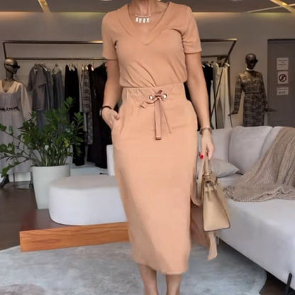 💖🔥Limited time offer, last day 56% off💥Women's V-Neck Top and Skirt Set