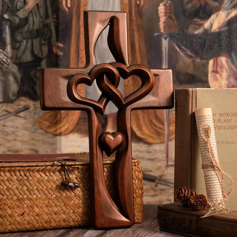 🔥LAST DAY 49% OFF ✝️Intertwined Heart Wooden Cross(6.3*9.8 in)