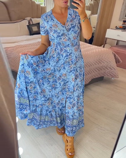🔥LAST DAY 69% OFF🔥🔥Floral print v-neck dress