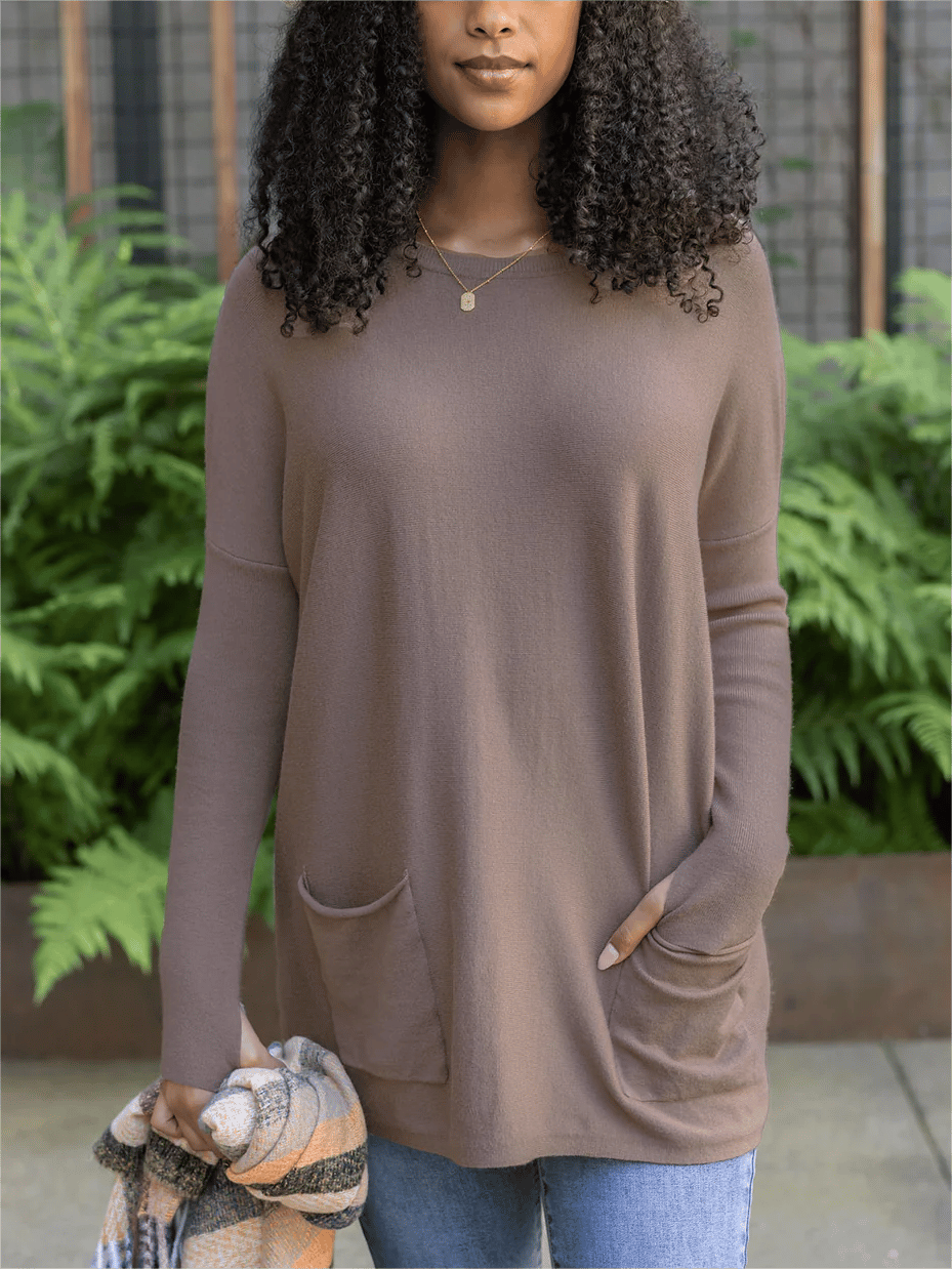 ✨This month's best-selling products💥LONG SLEEVE THUMBHOLE SWEATER POCKET TUNIC