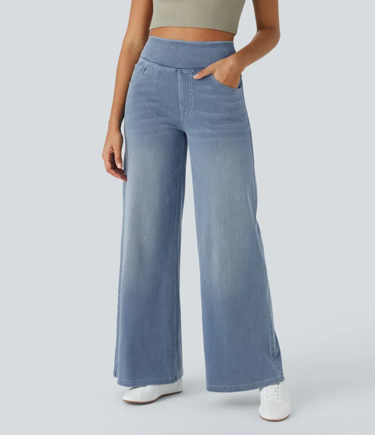 🔥This month's best-selling products💕Quinn Super Stretch High-Waisted Wide Leg Jeans