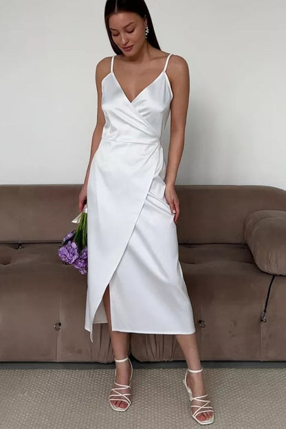 suspender solid color evening dress