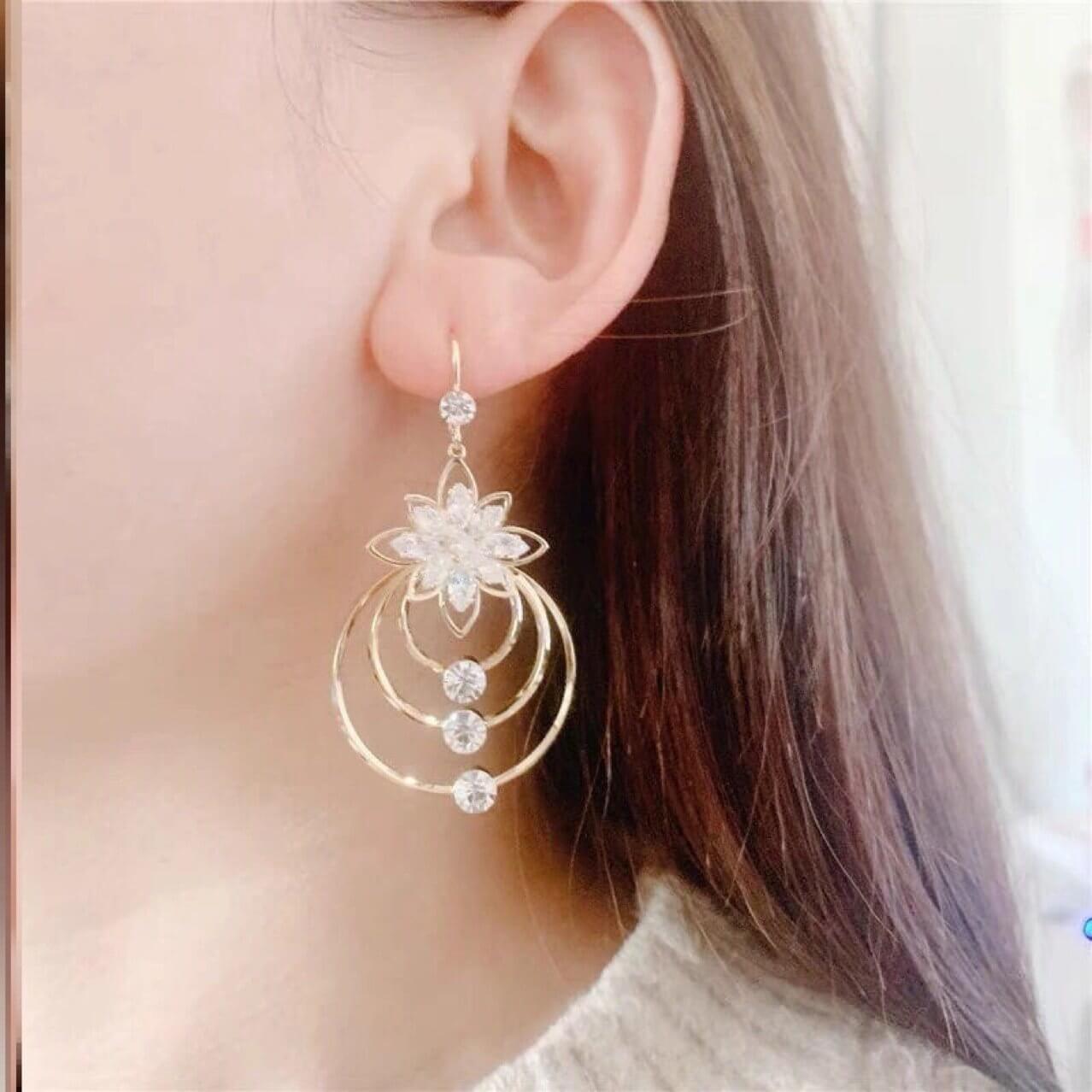 🔥LAST DAY 56% OFF🎁Geometric multi-layered circle flower earrings