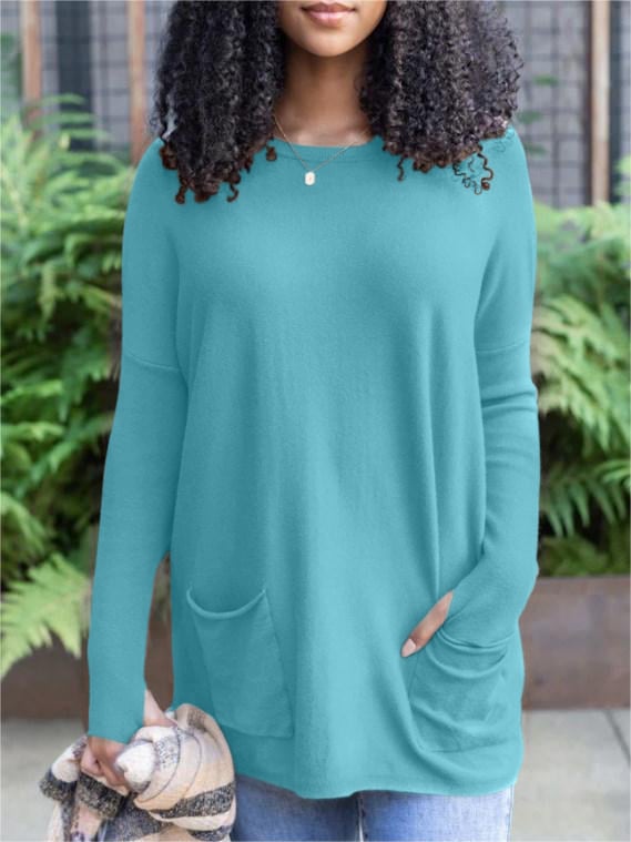 ✨This month's best-selling products💥LONG SLEEVE THUMBHOLE SWEATER POCKET TUNIC