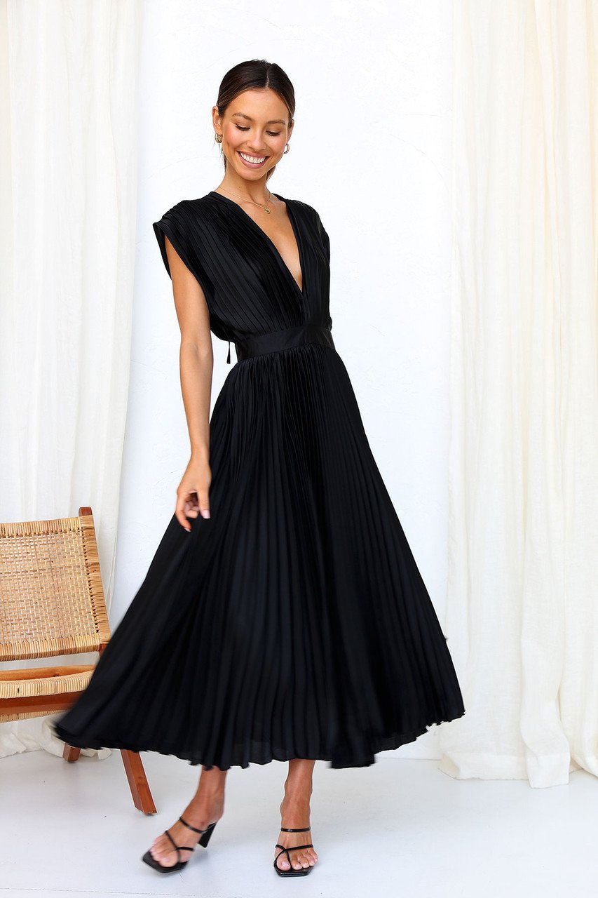 🎁Huge Sale -52% OFF💖Draped V-Neck Pleated Skirt Dress