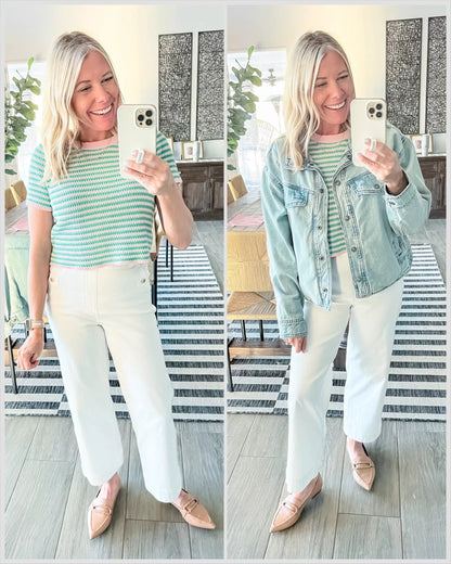 🔥Last Day 48% OFF🔥Tummy Control Twill Cropped Wide Leg Pant