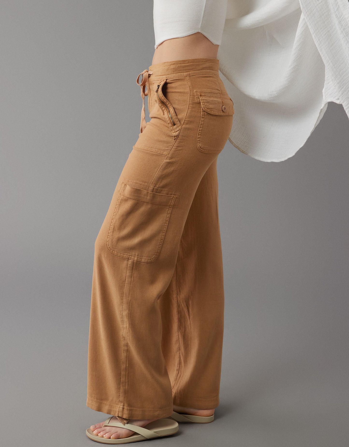 🤣Last day! 💥Special sale - Linen-Blend Wide-Leg Cargo Pant