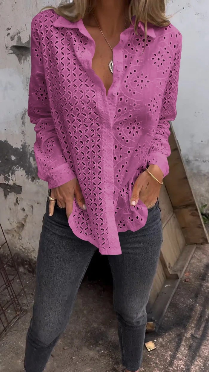 🔥Huge Sale 51% OFF💖Women's Hollow Out Print Shirt